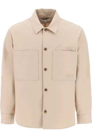 Maison Kitsuné Kurtki, Mężczyzna, Beżowy, M, Bawełna, Overshirt