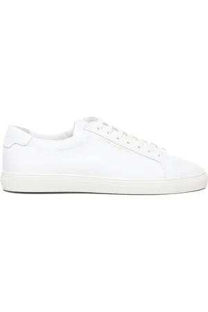 Saint Laurent Buty, Mężczyzna, Biały, 40 EU, Skóra, Białe sneakersy na niskiej podeszwie ze złotym logo