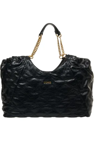 Liu Jo Torebki, Kobieta, Czarny, ONE SIZE, Czarna Torba Shopper z Paskiem na Ramię