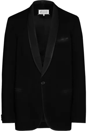 Maison Margiela Kurtki, Kobieta, Czarny, XS, Wełna, Wełniana marynarka jednorzędowa