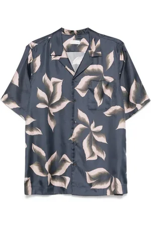 DRIES VAN NOTEN Koszule, Mężczyzna, Wielobarwność, L, Bawełna, Koszula z krótkim rękawem i kieszenią na piersi