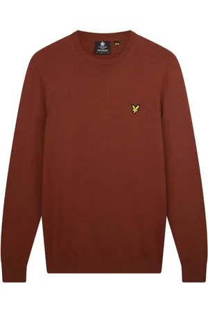 Lyle & Scott Bluzy, Mężczyzna, brązowy, 2XL, Bawełna, Sweter z bawełny i wełny merino z okrągłym dekoltem
