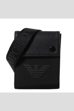 Emporio Armani Akcesoria, Mężczyzna, Czarny, ONE SIZE, Nylon, Czarny portfel z nylonową wstawką
