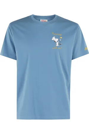 MC2 SAINT BARTH Koszulki, Mężczyzna, Niebieski, M, Klasyczny T-shirt z bawełny Snoopy Niebieski Krótki rękaw
