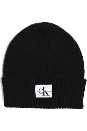 Calvin Klein Akcesoria, Kobieta, Czarny, ONE SIZE, Wełna, Monogram Beanie Hat
