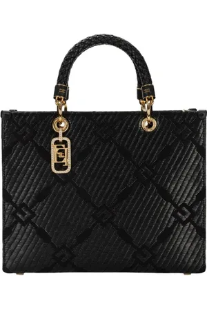 Elisabetta Franchi Torebki, Kobieta, Czarny, ONE SIZE, Poliester, Torebka Jacquard z zawieszkami