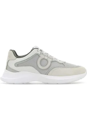 Salvatore Ferragamo Buty, Mężczyzna, Szary, 38 EU, Białe Skórzane I Siatkowe Buty Bay Man