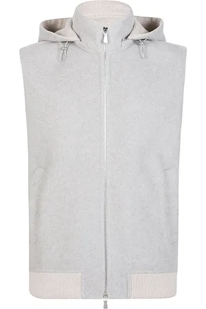 ELEVENTY Kurtki, Mężczyzna, Szary, L, Wełna, Cashmere Hooded Zip-Up Vest