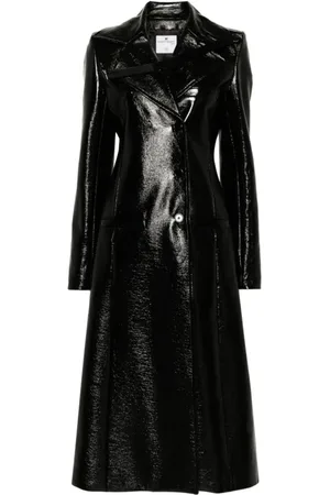 Courrèges Płaszcze, Kobieta, Czarny, M, Bawełna, Heritage Vinyl Faux Leather Trench Coat