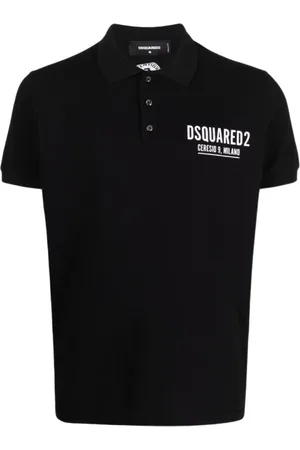 Dsquared2 Koszulki, Mężczyzna, Czarny, M, Bawełna, Czarna koszulka polo z zapięciem na guziki