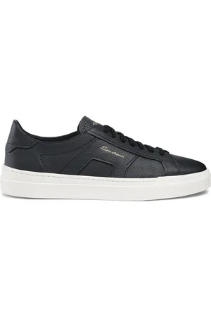 santoni Buty, Mężczyzna, Niebieski, 44 EU, Skóra, Sneakersy z podwójną klamrą