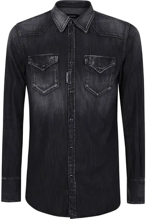 Dsquared2 Koszule, Mężczyzna, Czarny, L, Bawełna, Klasyczna koszula westernowa