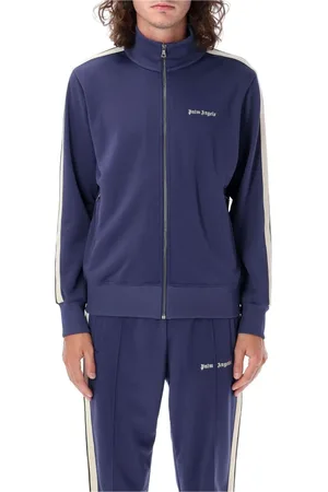 Palm Angels Bluzy, Mężczyzna, Niebieski, S, Poliester, Granatowy Biały Sweter Kurtka