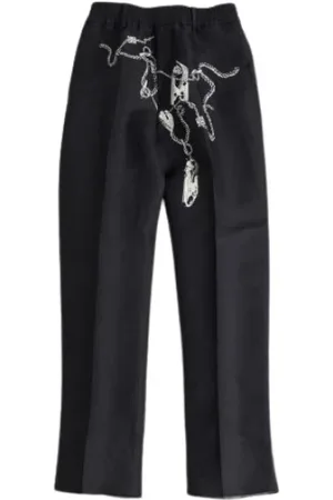 Burberry Spodnie, Mężczyzna, Czarny, S, Wełna, Eleganckie wełniane spodnie z kultowym designem