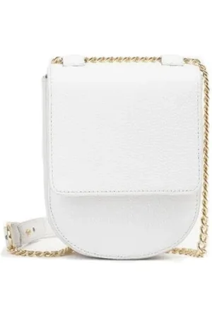 Suncoo Torebki, Kobieta, Biały, ONE SIZE, Skóra, Biała skórzana torebka crossbody z regulowanym łańcuszkiem