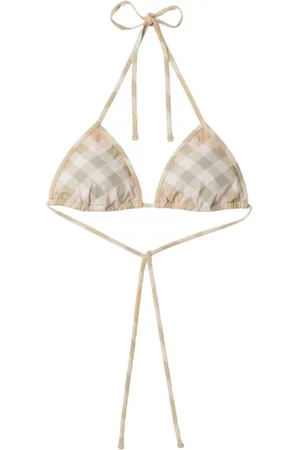 Burberry Stroje kąpielowe, Kobieta, Wielobarwność, M, Beżowy Top Halterneck w Kratę
