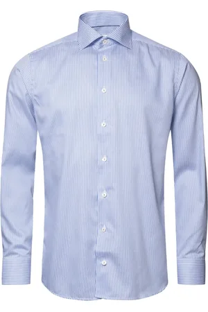 Eton Koszule, Mężczyzna, Wielobarwność, L, Bawełna, Niebiesko-biała koszula slim fit w paski