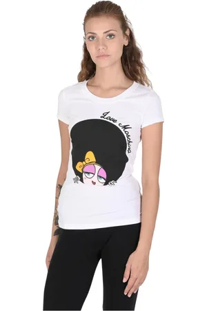 Moschino Koszulki, Kobieta, Biały, XS, Bawełna, Koszulka z Mieszanki Bawełny