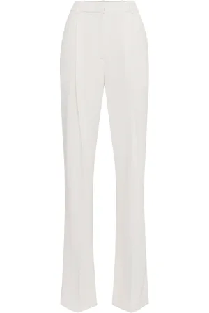 Elisabetta Franchi Spodnie, Kobieta, Beżowy, 2XS, Poliester, Ivory Lightweight Stretch Crepe Trousers