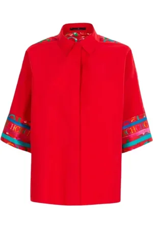 Carolina Herrera Bluzki, Kobieta, Czerwony, S, Bawełna, Oversized Blouse