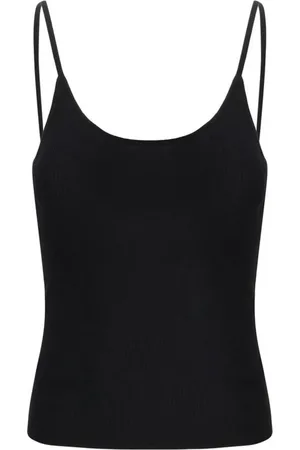 Chloé Koszulki, Kobieta, Czarny, M, Wełna, Prążkowany Top z Wełny