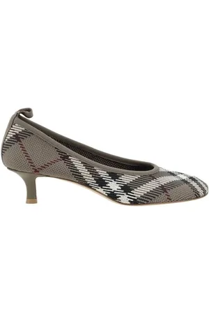 Burberry Buty, Kobieta, Wielobarwność, 37 1/2 EU, Asymetryczne czółenka w kratę z niskim obcasem