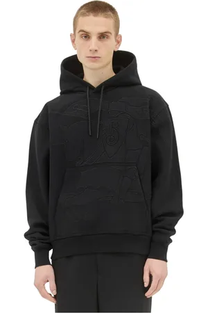Burberry Bluzy, Mężczyzna, Czarny, M, Bawełna, Bluza z kapturem z aplikacją logo