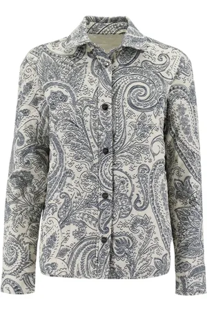 Etro Bluzki, Kobieta, Biały, S, Poliester, Biała kurtka bluzon w paisley