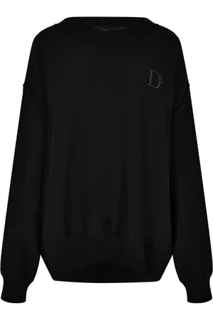 Dsquared2 Swetry, Kobieta, Czarny, M, Wełna, Sweter z logo Statement Knit