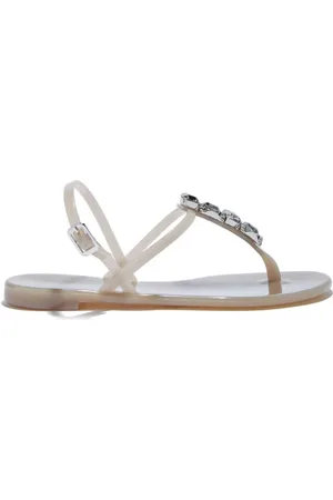 Casadei Buty, Kobieta, Beżowy, 37 EU, Płaskie sandały z kryształami Swarovskiego