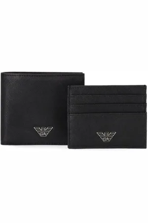 Emporio Armani Akcesoria, Mężczyzna, Czarny, ONE SIZE, Zestaw czarnych portfeli i etui na karty