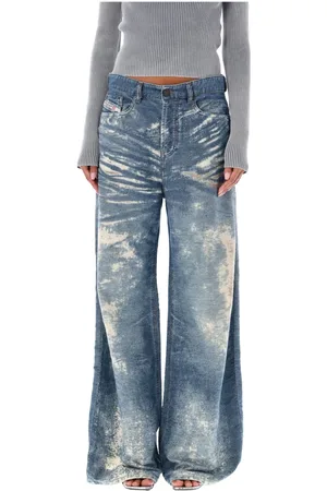 Diesel Jeansy, Kobieta, Niebieski, W28, Bawełna, Jeansyy damskie z szerokimi nogawkami w stylu vintage