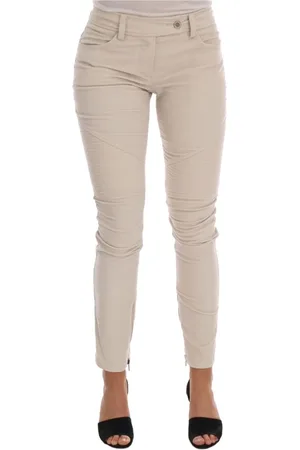 ERMANNO SCERVINO Spodnie, Kobieta, Beżowy, L, Bawełna, Eleganckie beżowe spodnie skinny z sztruksu