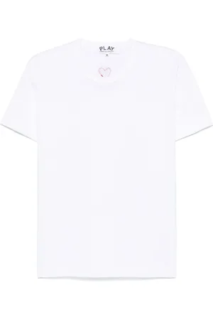 Comme des Garçons Koszulki, Mężczyzna, Biały, M, Bawełna, Czerwona dzianinowa koszulka z emblematem
