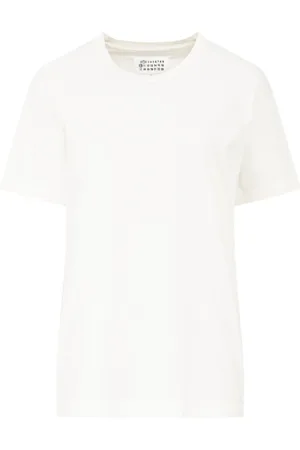 Maison Margiela Koszulki, Mężczyzna, Biały, S, Bawełna, Bawełniany T-shirt z Haftowanym Logo