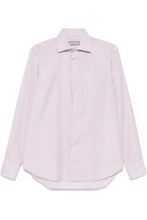 CANALI Koszule, Mężczyzna, Różowy, 2XL, Czerwone Wino Koszula z Guzikami Długi Rękaw Klasyczny Kołnierz