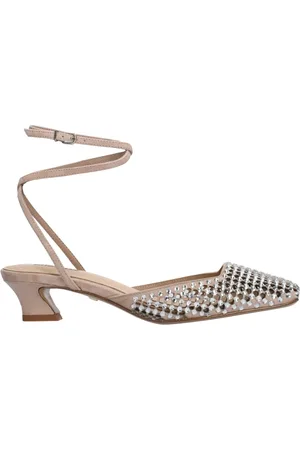Lola Cruz Buty, Kobieta, Beżowy, 38 EU, Skóra, Slingbacki z kwadratowym noskiem i ozdobami z dżetów
