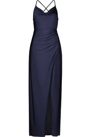Vera Mont Sukienki, Kobieta, Niebieski, 2XL, Elegancka Sukienka Wieczorowa z Marszczoną Talią