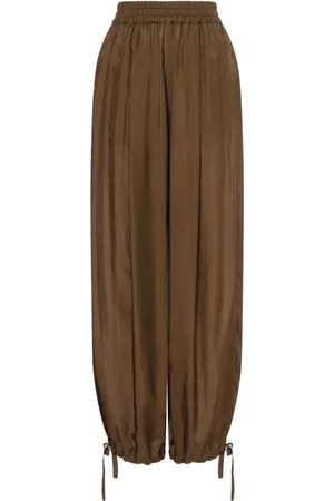 Serafini Spodnie, Kobieta, brązowy, M, Brązowe Jedwabne Spodnie Elegancki Styl