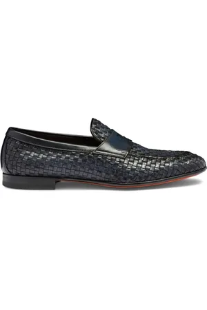 santoni Buty, Mężczyzna, Niebieski, 42 EU, Płócienne mokasyny skórzane