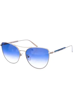 Longchamp Akcesoria, Kobieta, Niebieski, ONE SIZE, Owalne okulary przeciwsłoneczne