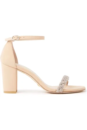 Stuart Weitzman Buty, Kobieta, Beżowy, 41 EU, Zamsz, Kryształowo Zdobione Sandały Highshine