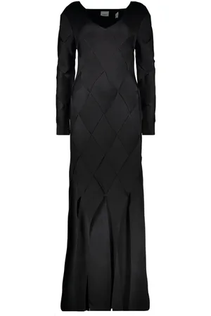 Burberry Sukienki, Kobieta, Czarny, S, Sukienka maxi z dekoltem w serek i tkanym wzorem