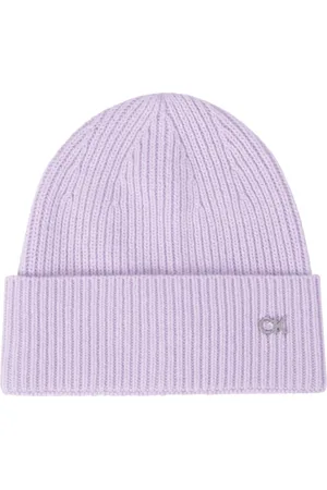 Calvin Klein Akcesoria, Kobieta, Fioletowy, ONE SIZE, Wełna, Re-Lock Mix Beanie