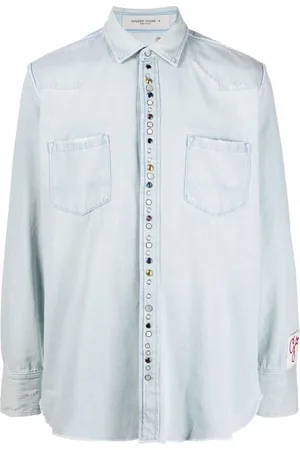 Golden Goose Koszule, Mężczyzna, Niebieski, M, Niebieska Koszula Stylowy Design