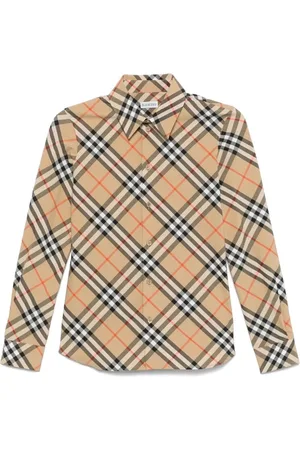 Burberry Bluzki, Kobieta, Beżowy, XS, Bawełna, Beżowa koszula zapinana na guziki Archive