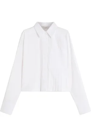 Sportmax Bluzki, Kobieta, Biały, 2XS, Bawełna, Deborah Pleated Boxy Shirt