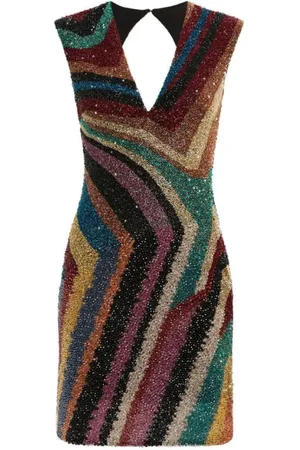 Roberto Cavalli Sukienki, Kobieta, Wielobarwność, L, Mini sukienka Chameleon Rug Embroidered