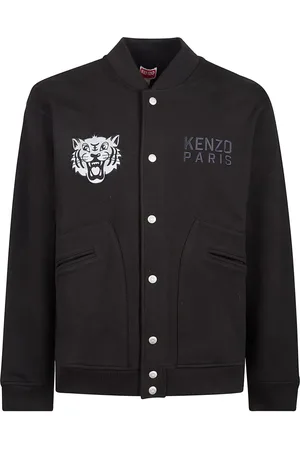 Kenzo Kurtki, Mężczyzna, Czarny, S, Kurtka Bomber z Haftowanym Tygrysem