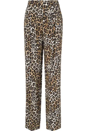 Elisabetta Franchi Spodnie, Kobieta, Wielobarwność, S, Poliester, Animalier Straight Trousers